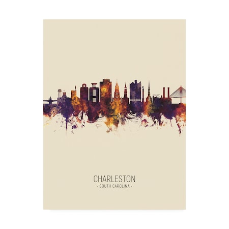 Michael Tompsett 'Charleston South Carolina Skyline Portrait III' Canvas Art,18x24